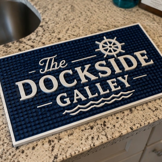 Bar mats with logo printing — customer photo